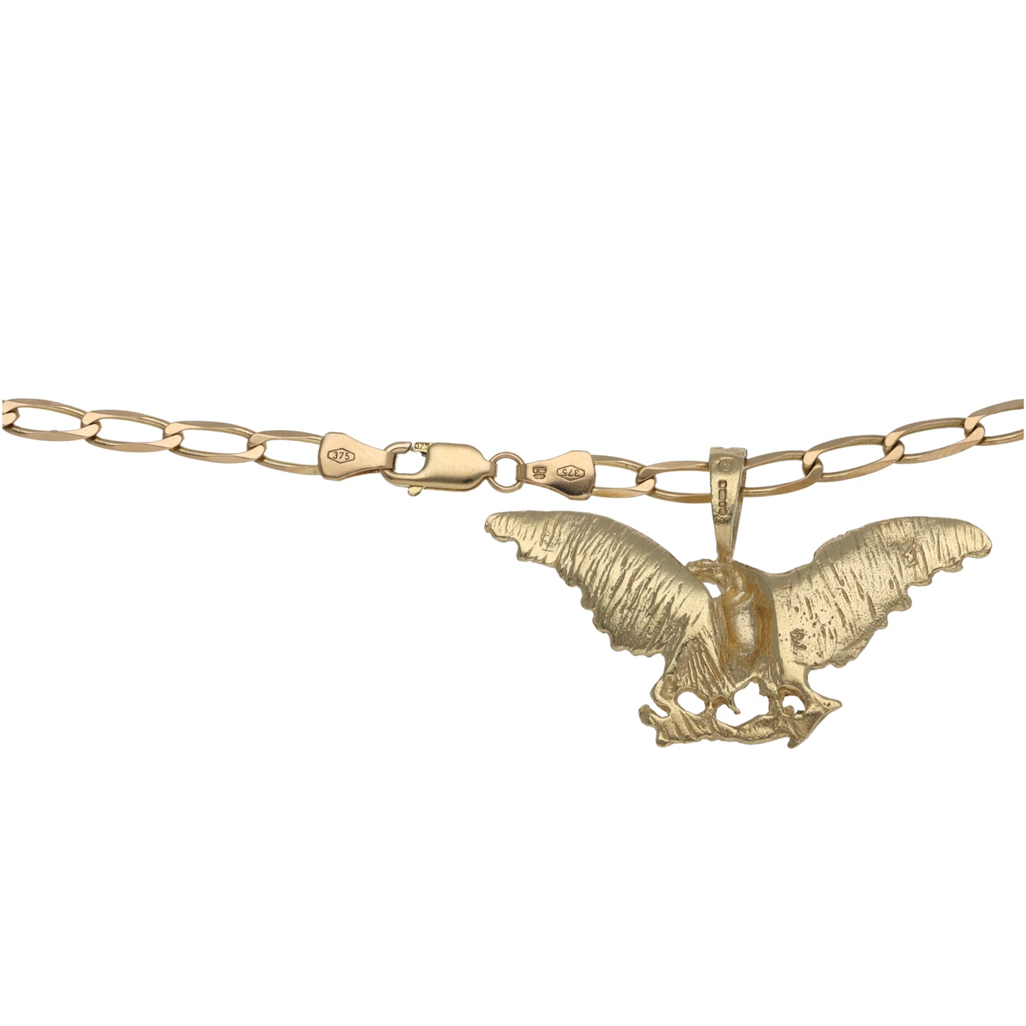 9ct Gold Imitation Gems Eagle Pendant With Chain