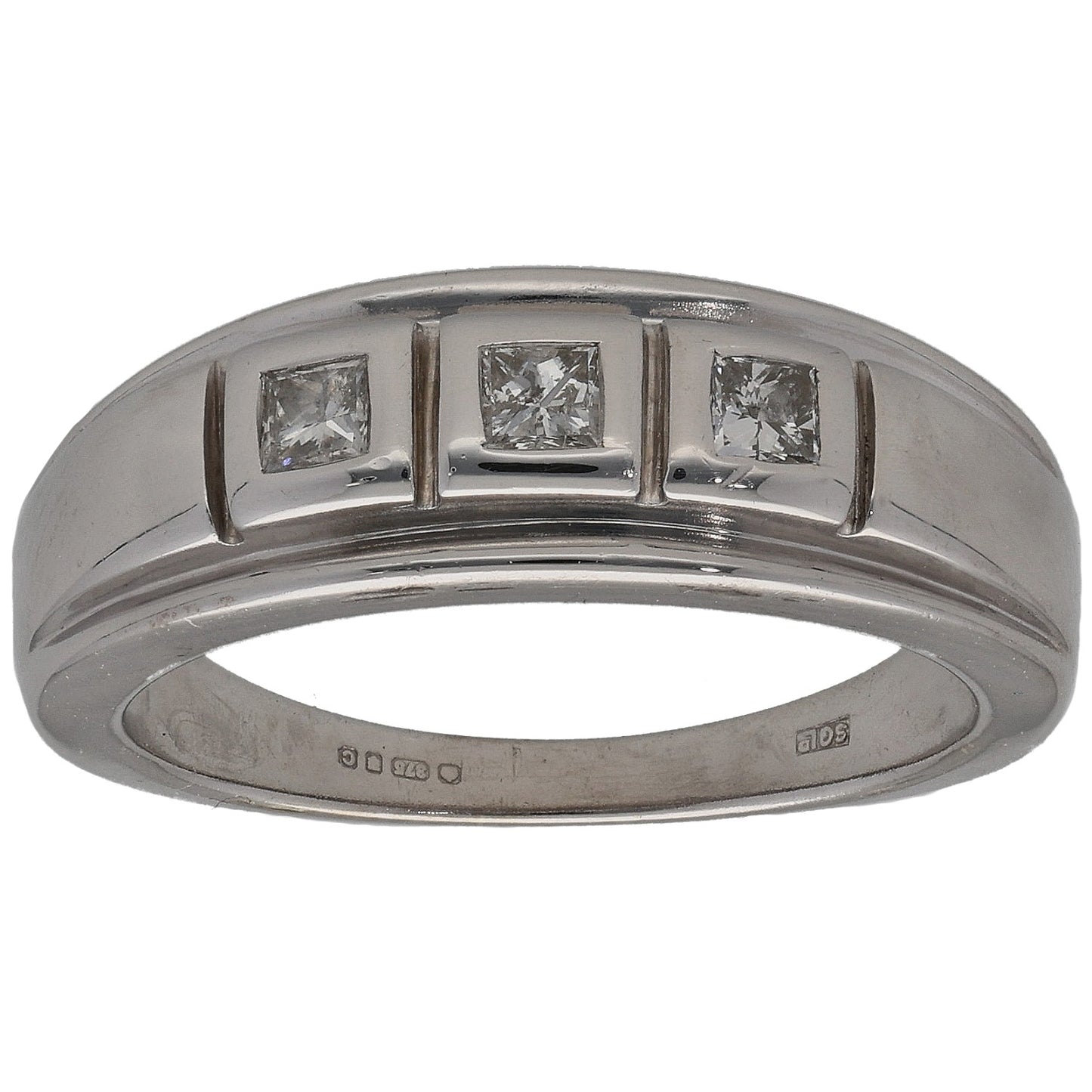 9ct White Gold 0.30ct Diamond Trilogy Ring Size N
