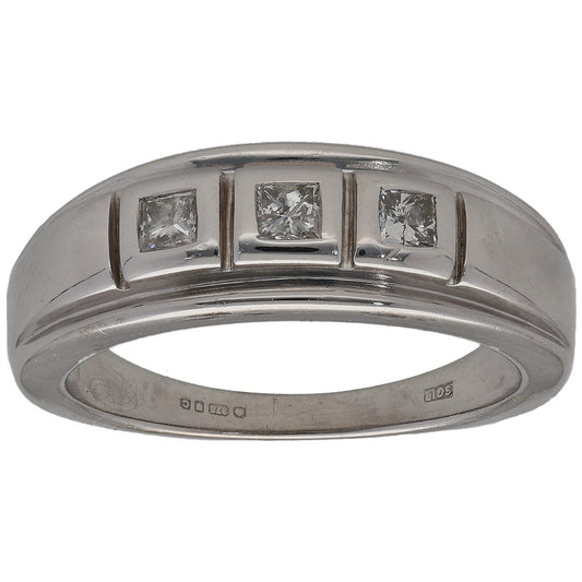 9ct White Gold 0.30ct Diamond Trilogy Ring Size N