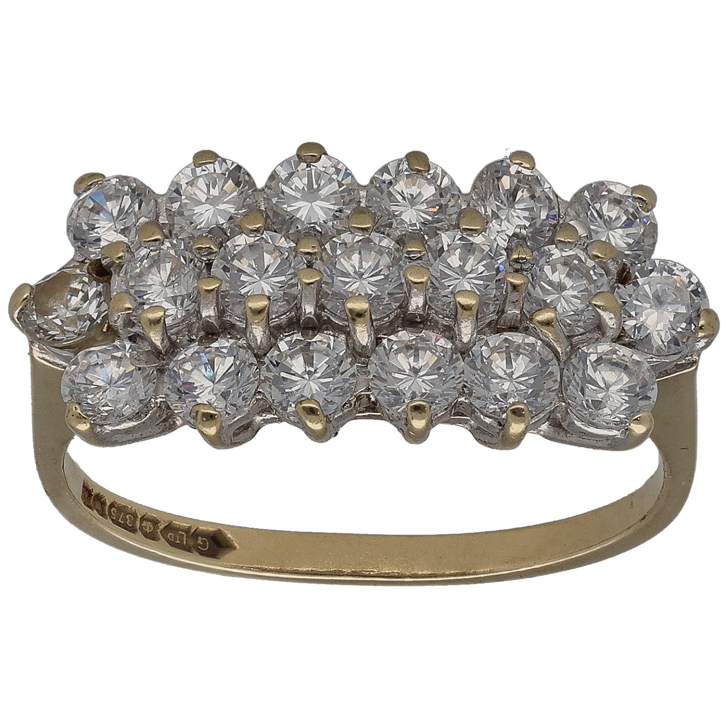 9ct Gold Cubic Zirconia Dress/Cocktail Ring Size K
