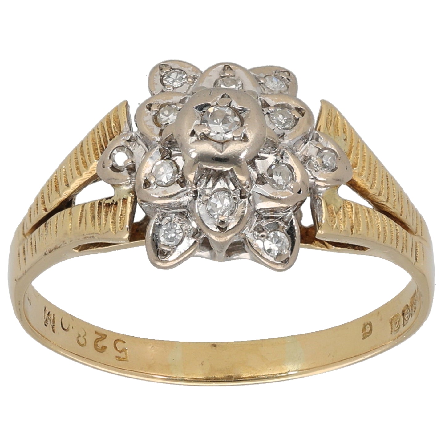 18ct Gold 0.14ct Diamond Cluster Ring Size P