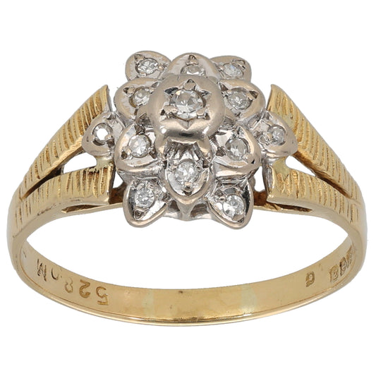 18ct Gold 0.14ct Diamond Cluster Ring Size P