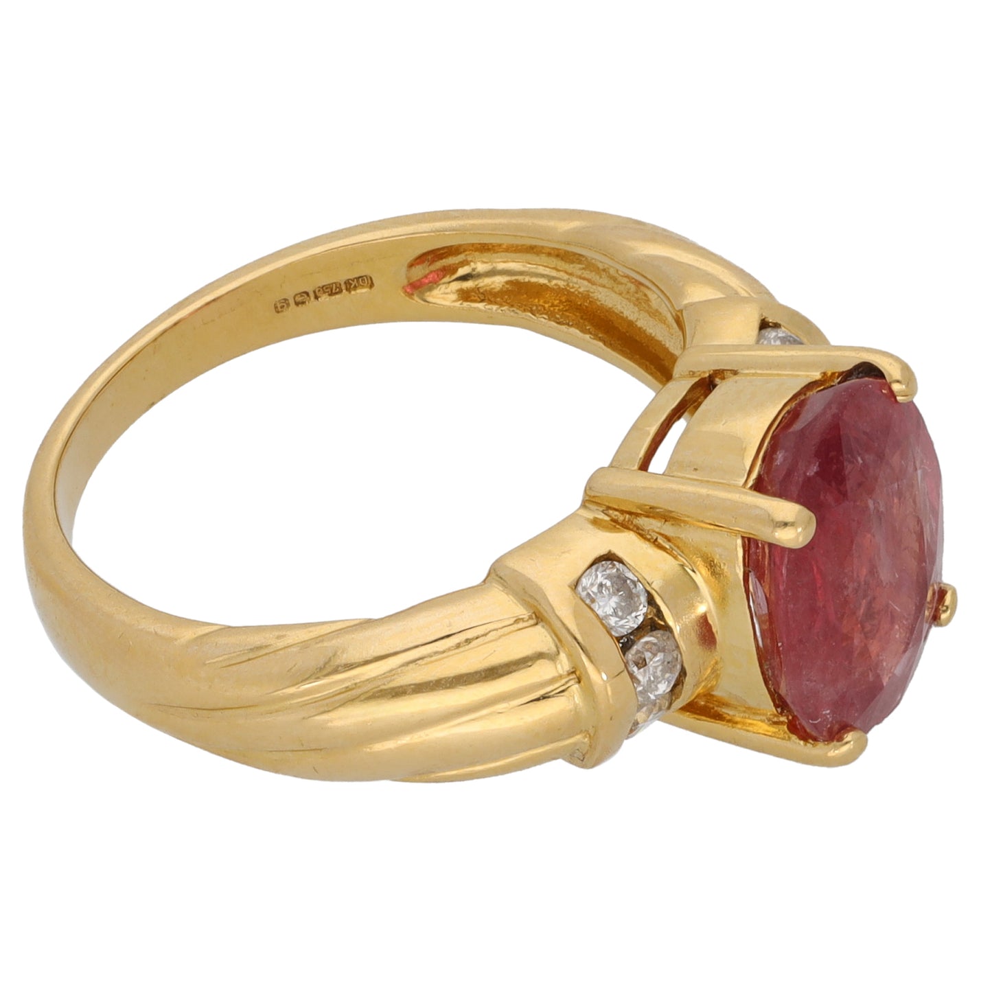 18ct Gold Sapphire & 0.06ct Diamond Dress/Cocktail Ring Size N