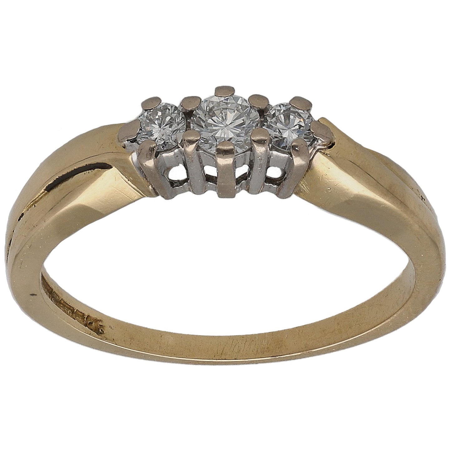 18ct Gold 0.24ct Diamond Trilogy Ring Size N