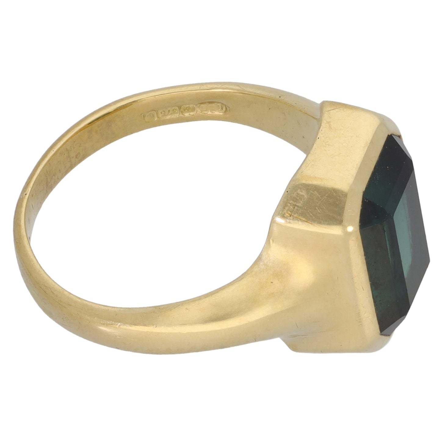 9ct Gold Green Imitation Gem Single Stone Ring Size K
