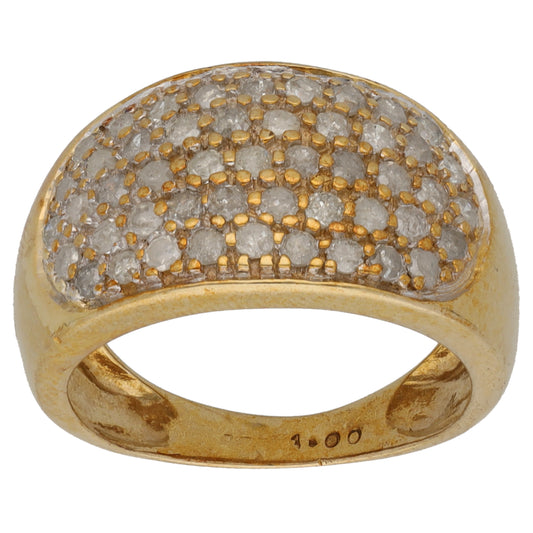9ct Gold 0.98ct Diamond Dress/Cocktail Ring Size M