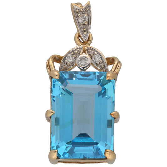 9ct Gold Topaz & 0.09ct Diamond Dress/Cocktail Pendant