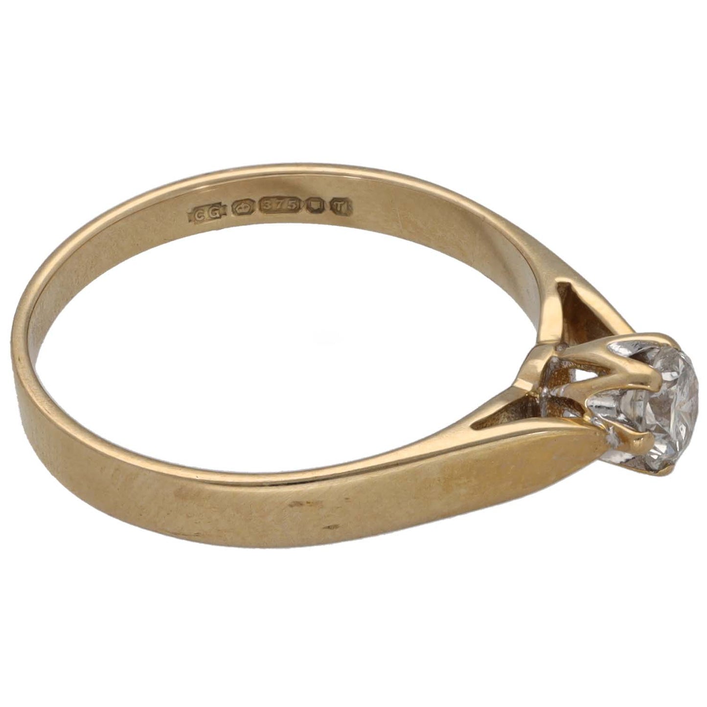 9ct Gold 0.20ct Diamond Solitaire Ring Size M