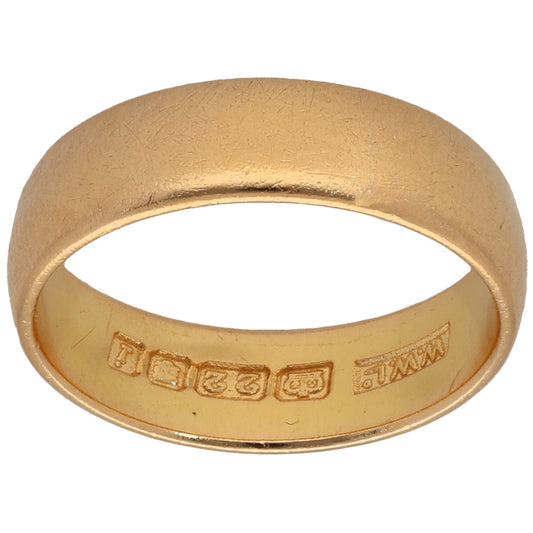 22ct Gold Plain Wedding Ring Size O