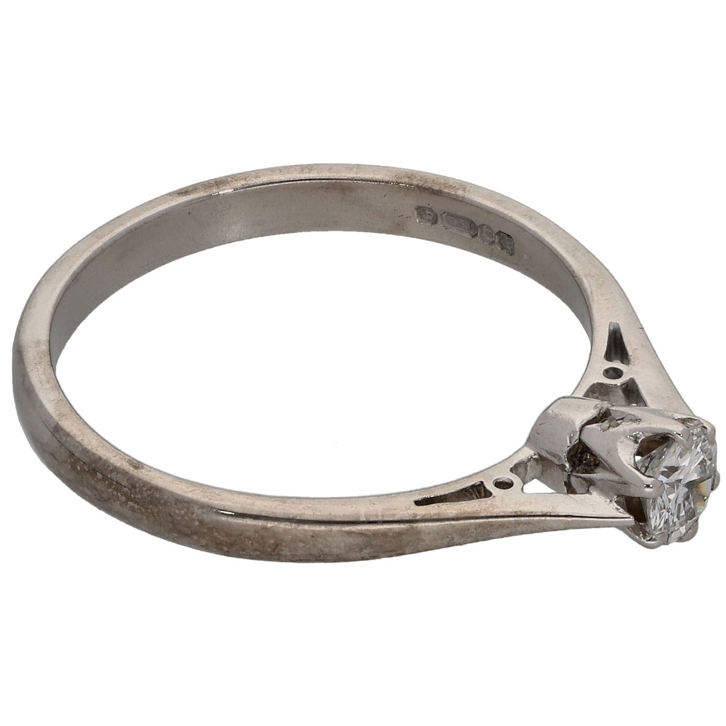 9ct White Gold 0.22ct Diamond Solitaire Ring Size O