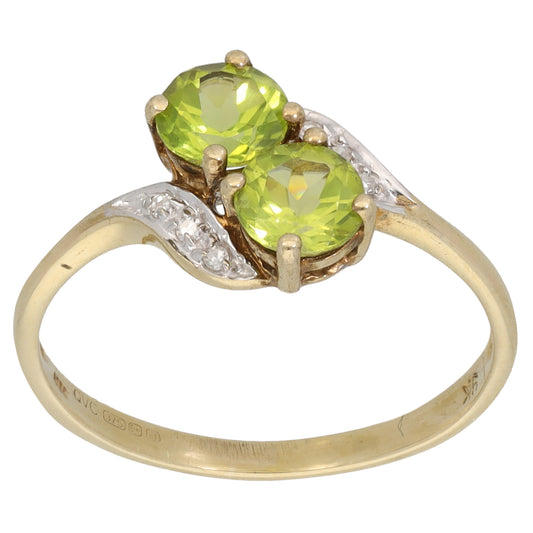 9ct Gold 0.03ct Diamond & Sphene Dress/Cocktail Ring Size O