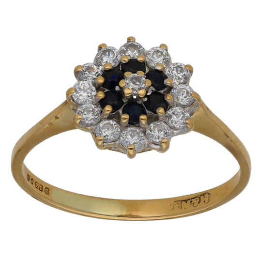 9ct Gold Sapphire & Cubic Zirconia Dress/Cocktail Ring Size O