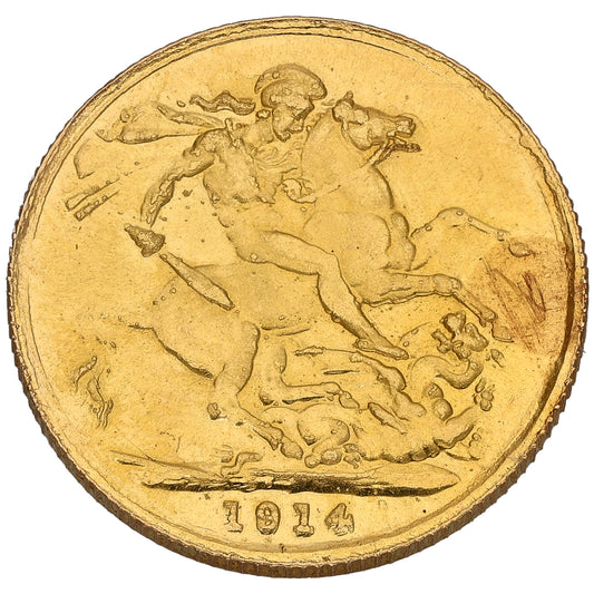 22ct Gold King George V Full Sovereign Coin 1914