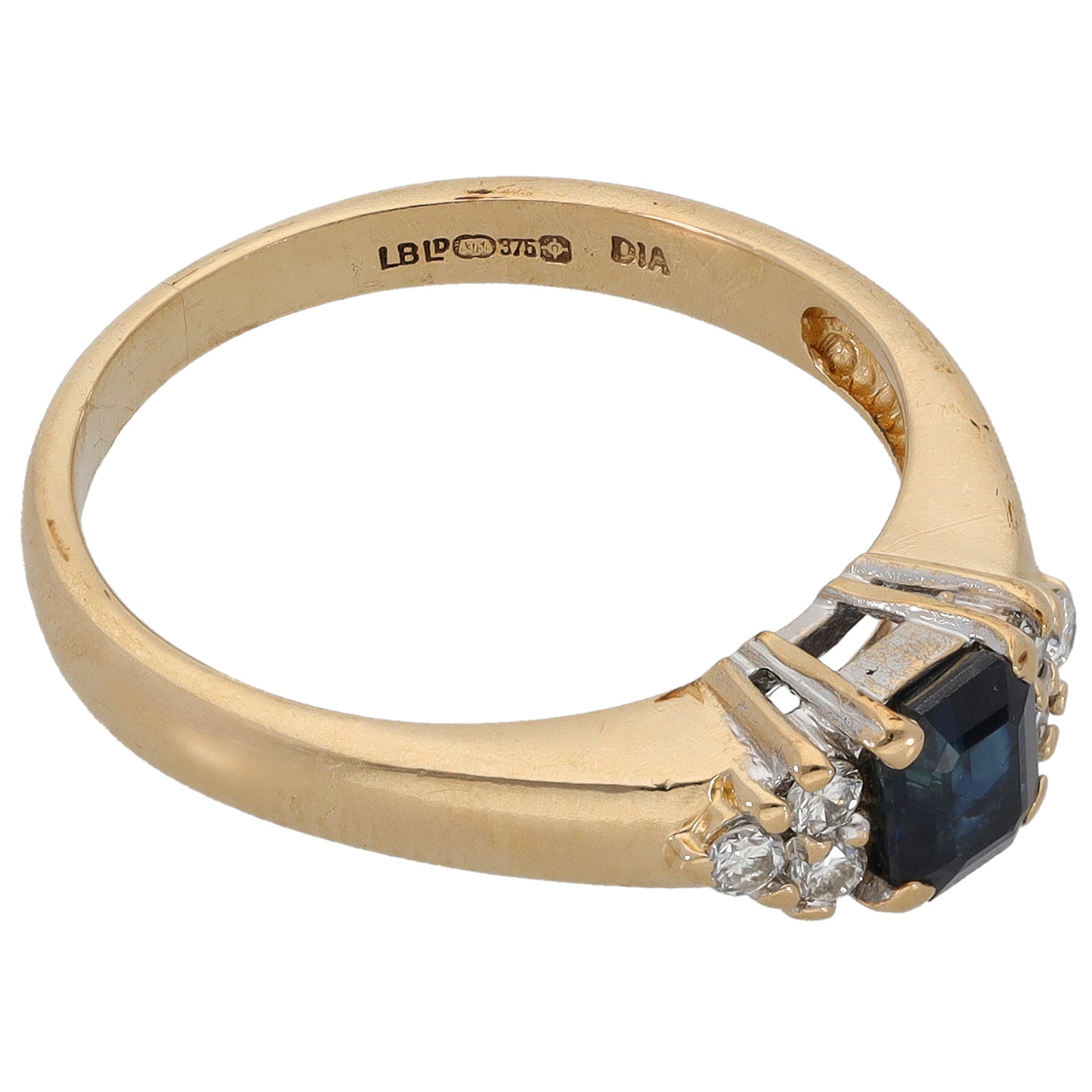 9ct Gold 0.12ct Diamond & Sapphire Dress/Cocktail Ring Size L