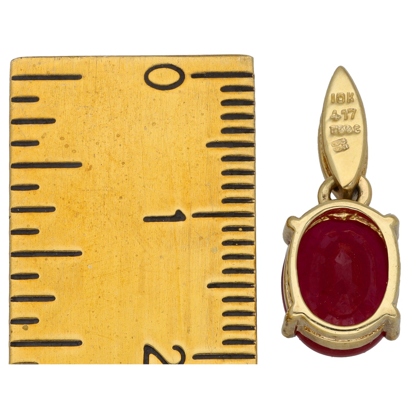 9ct Gold Glass Filled Ruby & Cubic Zirconia Dress/Cocktail Pendant