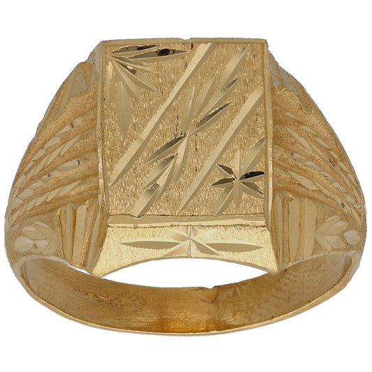 22ct Gold Patterned Signet Ring Size Y
