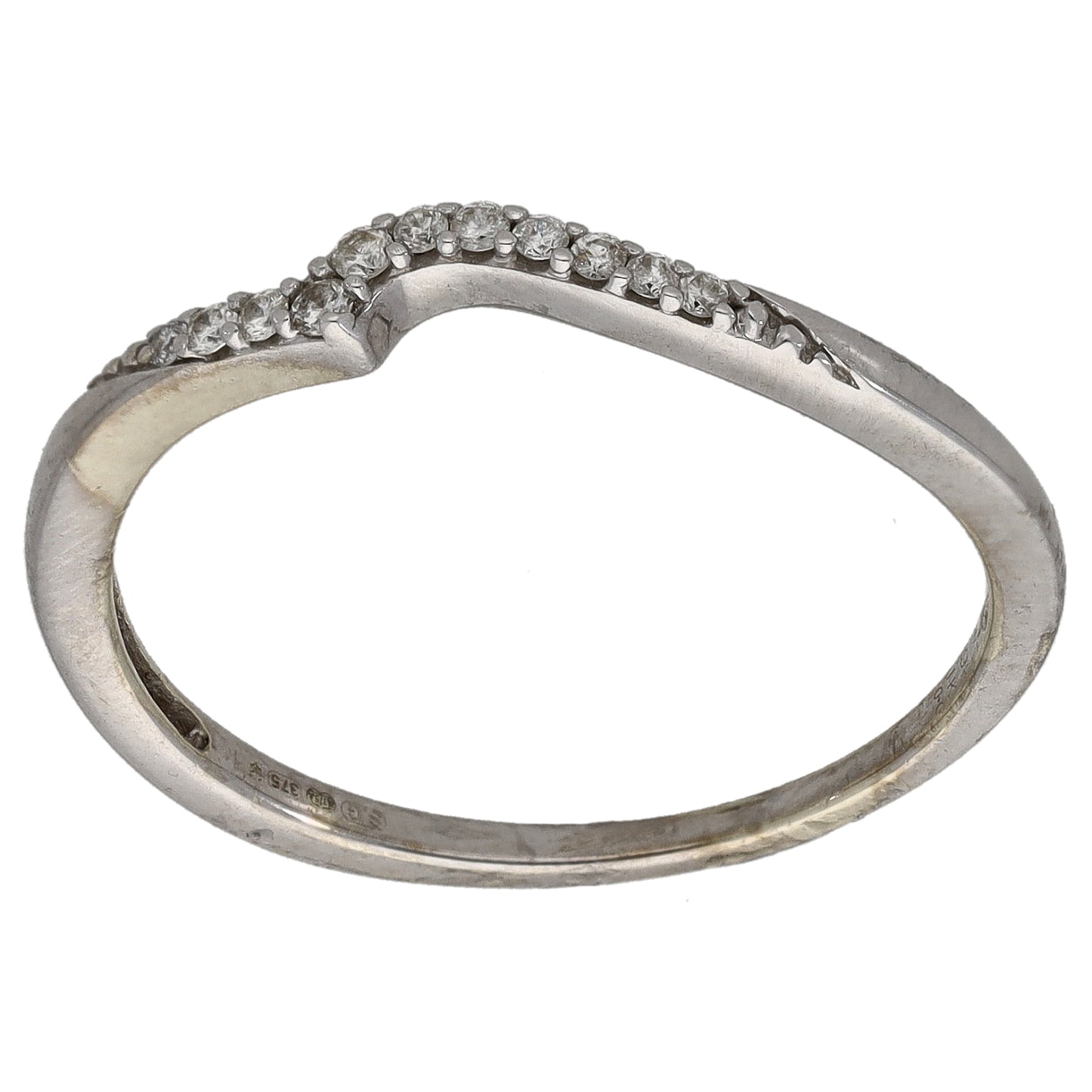 9ct White Gold 0.055ct Round Half Eternity Ring Size P