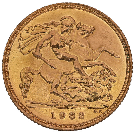 22ct Gold Queen Elizabeth II Half Sovereign Coin 1982