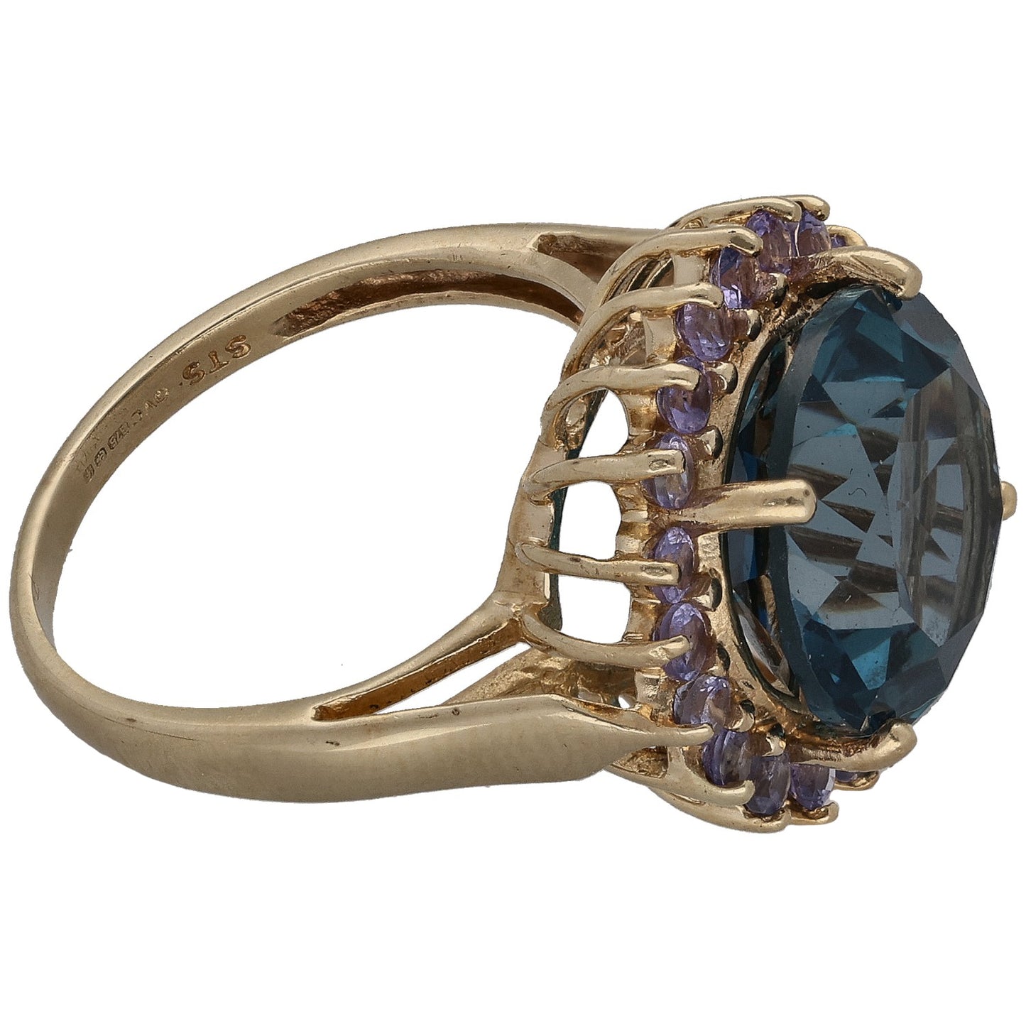 9ct Gold Topaz & Tanzanite Dress/Cocktail Ring Size L