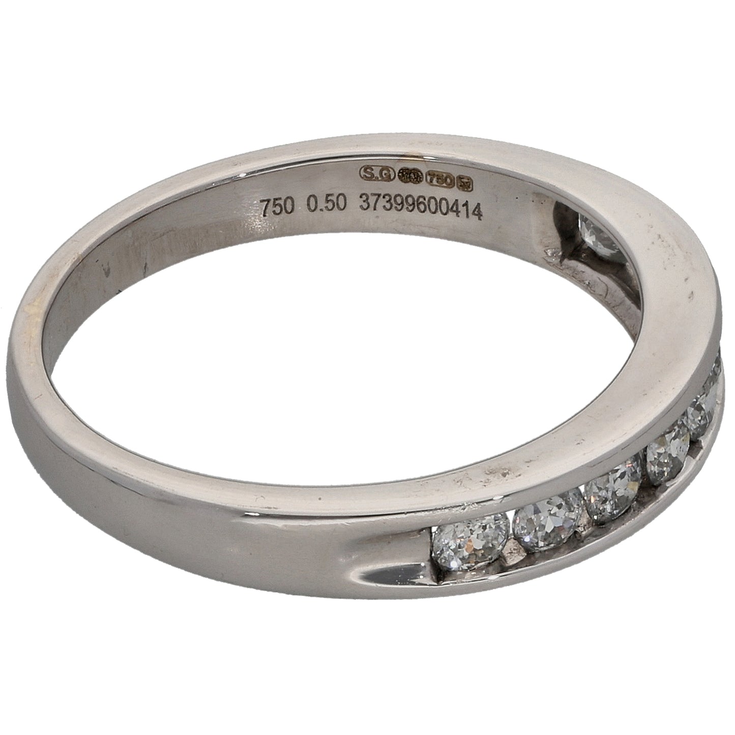 18ct White Gold 0.50ct Diamond Half Eternity Ring Size O