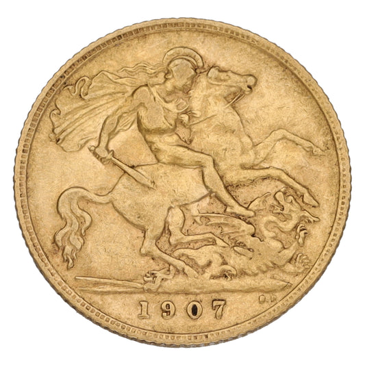 22ct Gold King Edward VII Half Sovereign Coin 1907