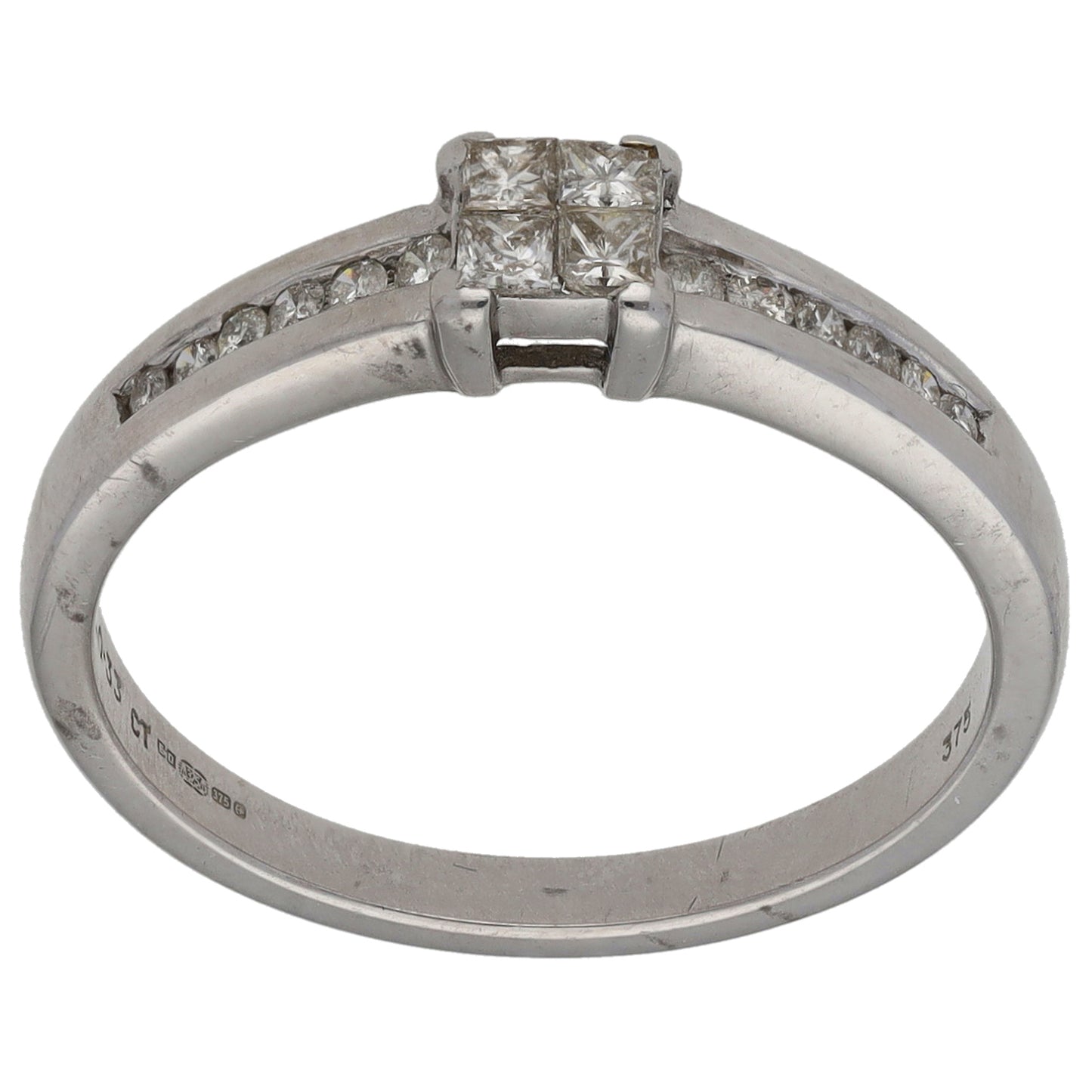 9ct White Gold 0.33ct Diamond Dress/Cocktail Ring Size Q