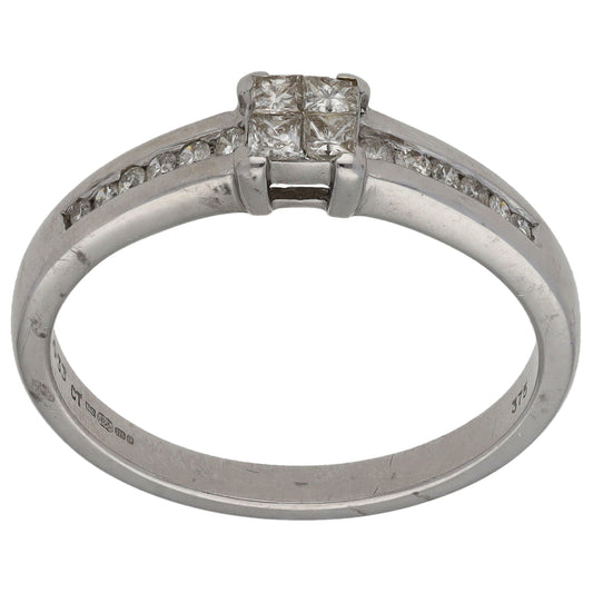 9ct White Gold 0.33ct Diamond Dress/Cocktail Ring Size Q