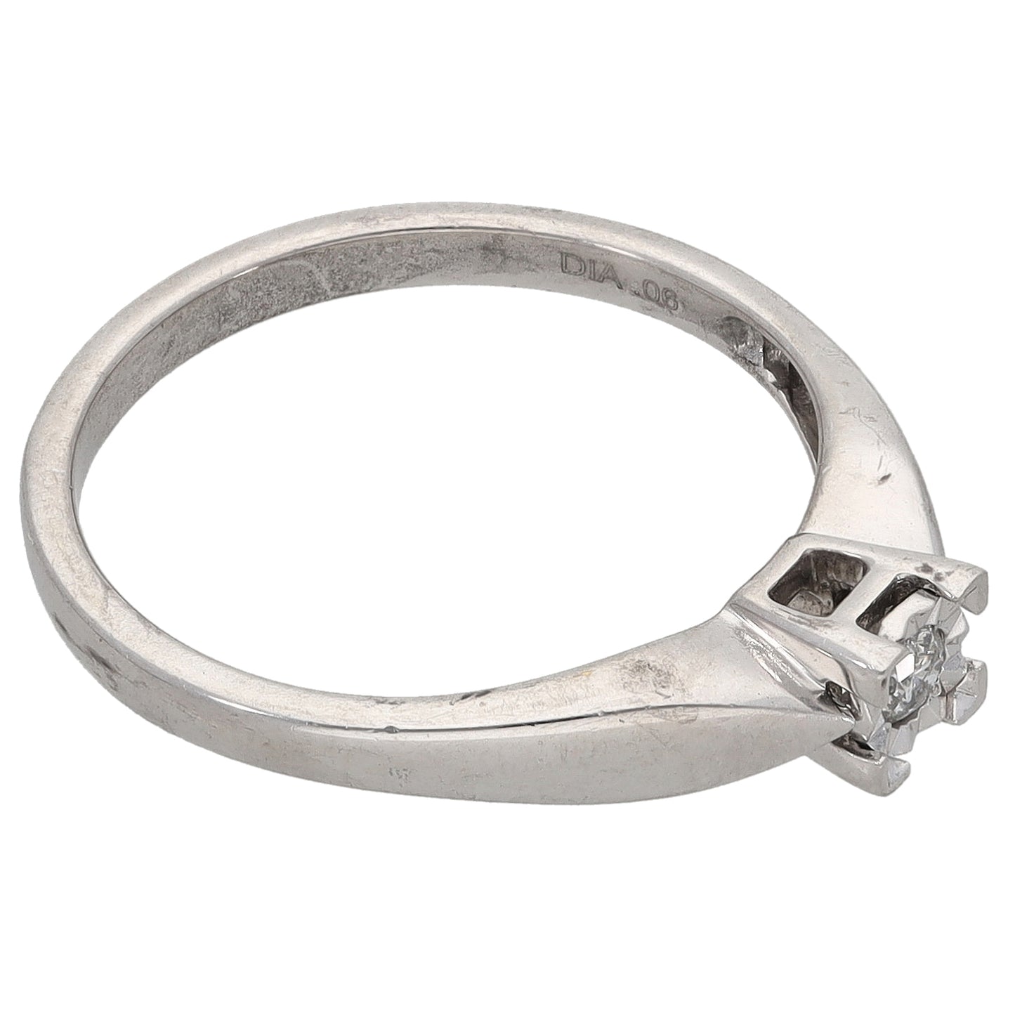 9ct White Gold 0.06ct Diamond Solitaire Ring Size N