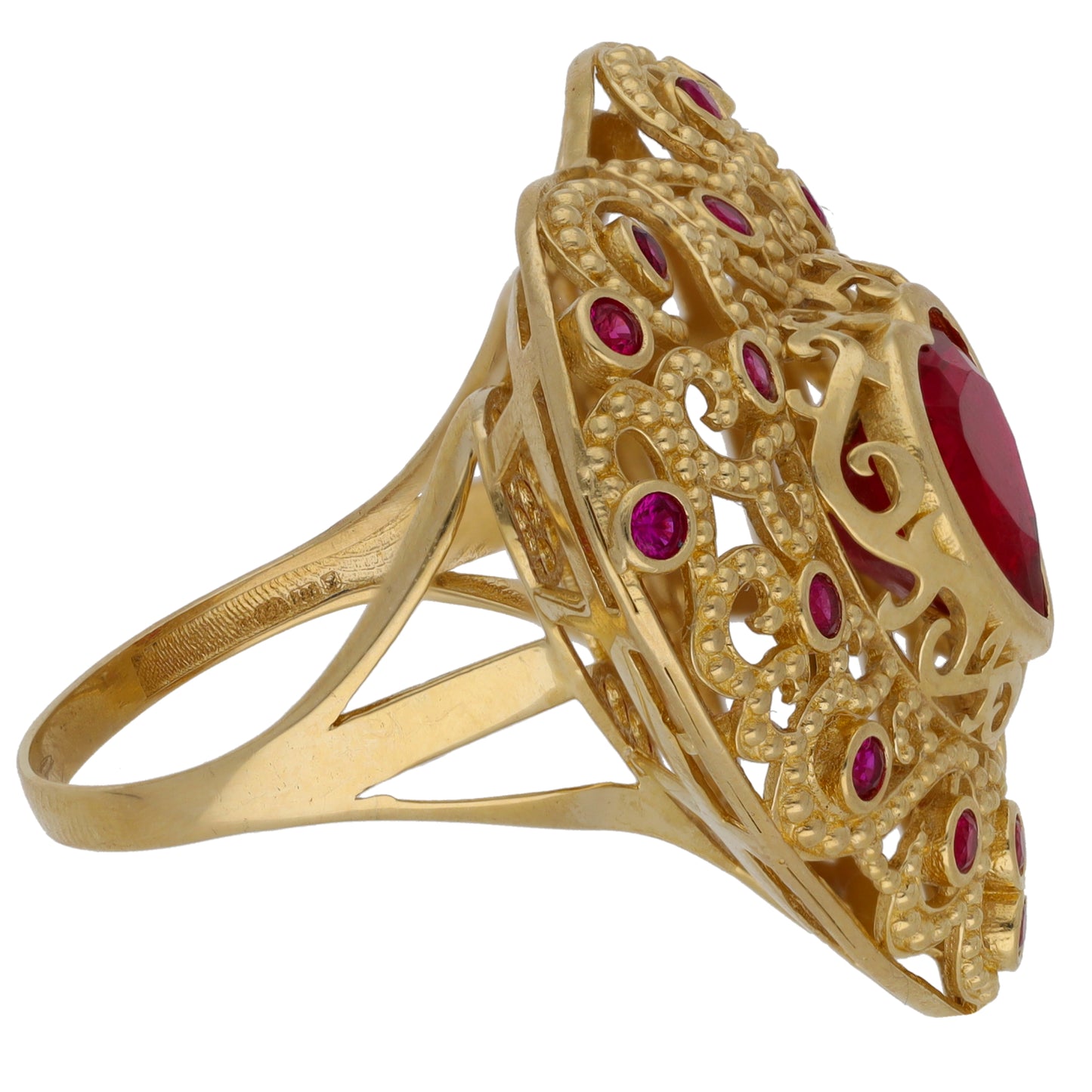 14ct Gold Imitation Gems Dress/Cocktail Ring Size S