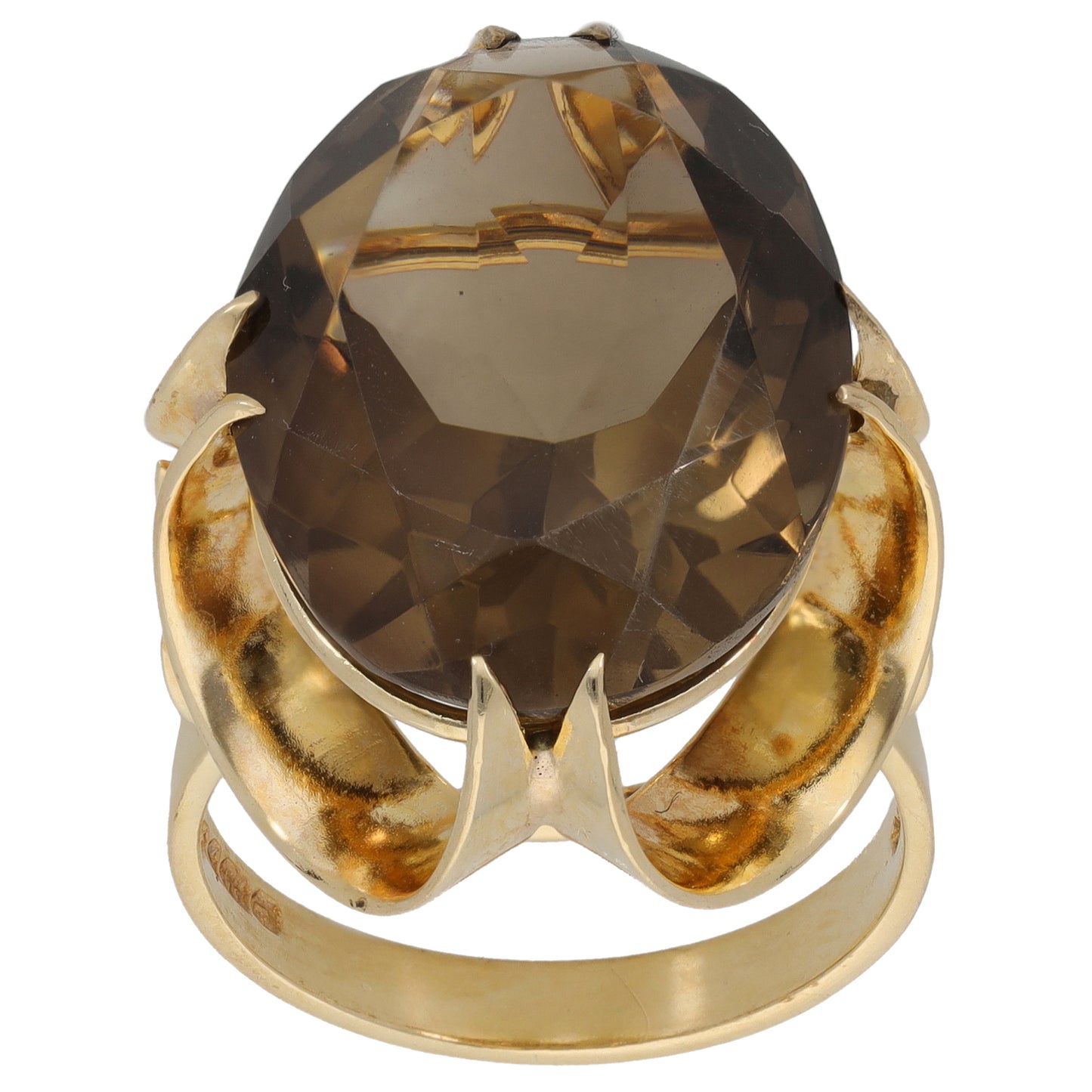 9ct Gold Smoky Quartz Single Stone Ring Size O