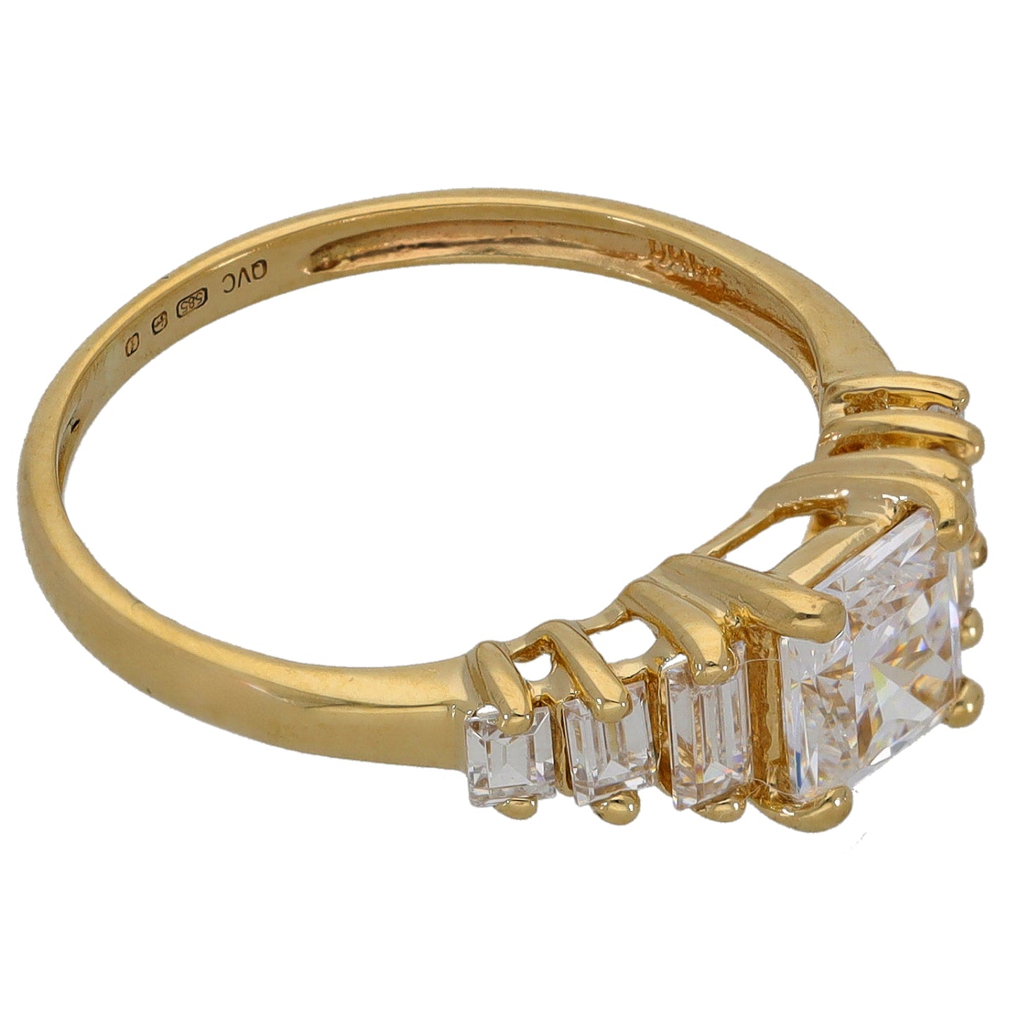 14ct Gold Cubic Zirconia Single Stone Ring With Accents Size O