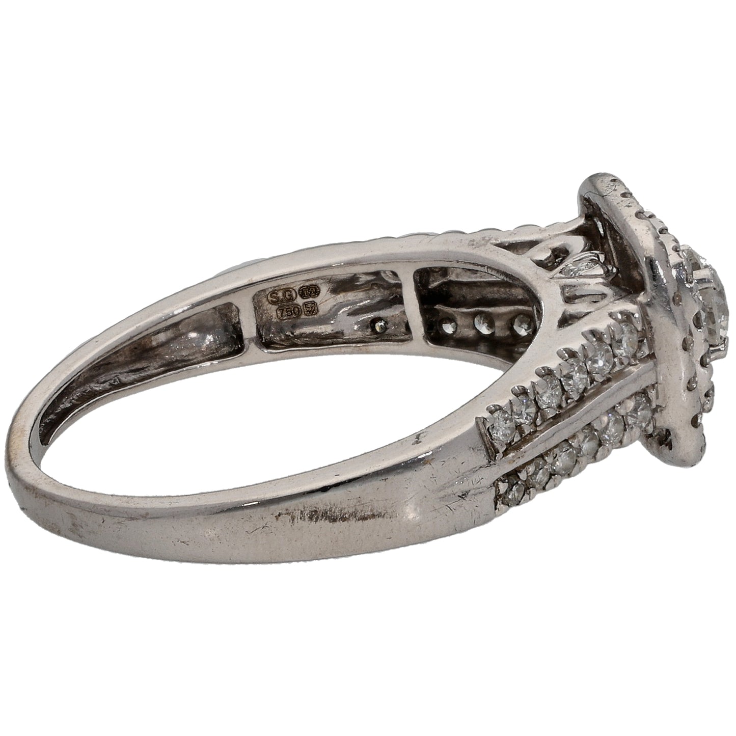 18ct White Gold 0.73ct Diamond Cluster Ring Size P