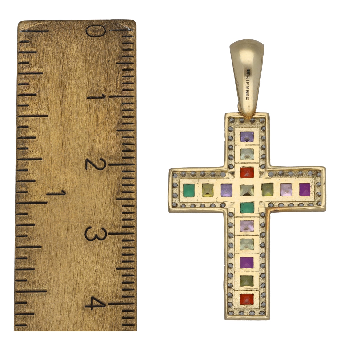 14ct Gold Imitation Gems Cross Pendant
