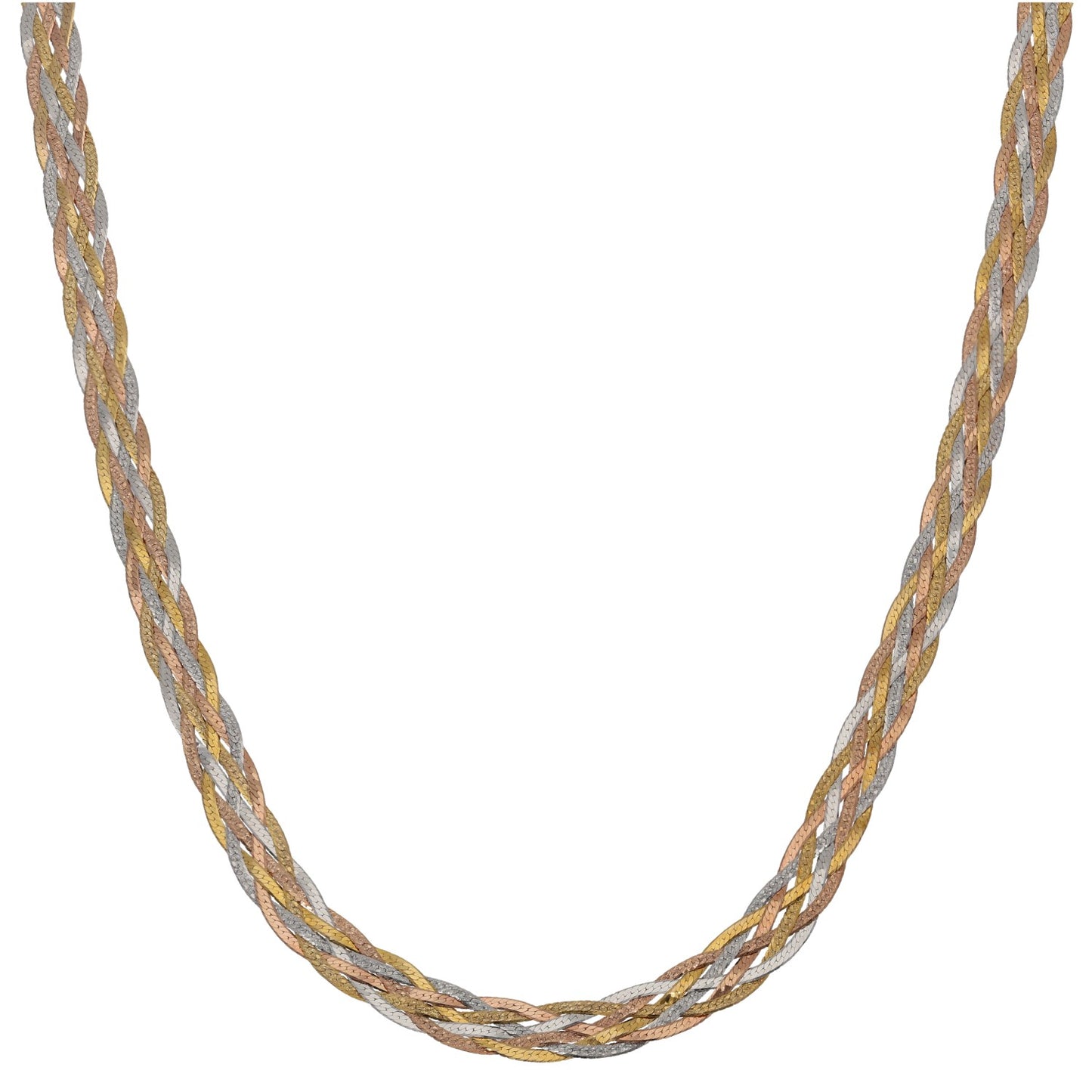 9ct Tri-Colour Gold Herringbone Chain 18"