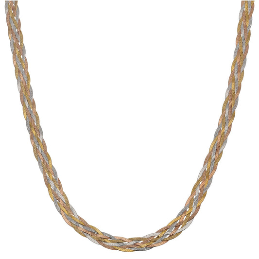9ct Tri-Colour Gold Herringbone Chain 18"