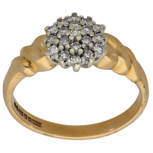 9ct Gold 0.38ct Diamond Cluster Ring Size O