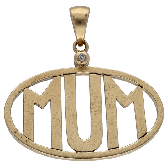 9ct Gold 0.01ct Diamond Mum Pendant