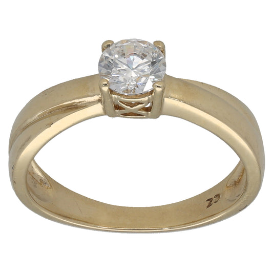 9ct Gold Cubic Zirconia Single Stone Ring Size N