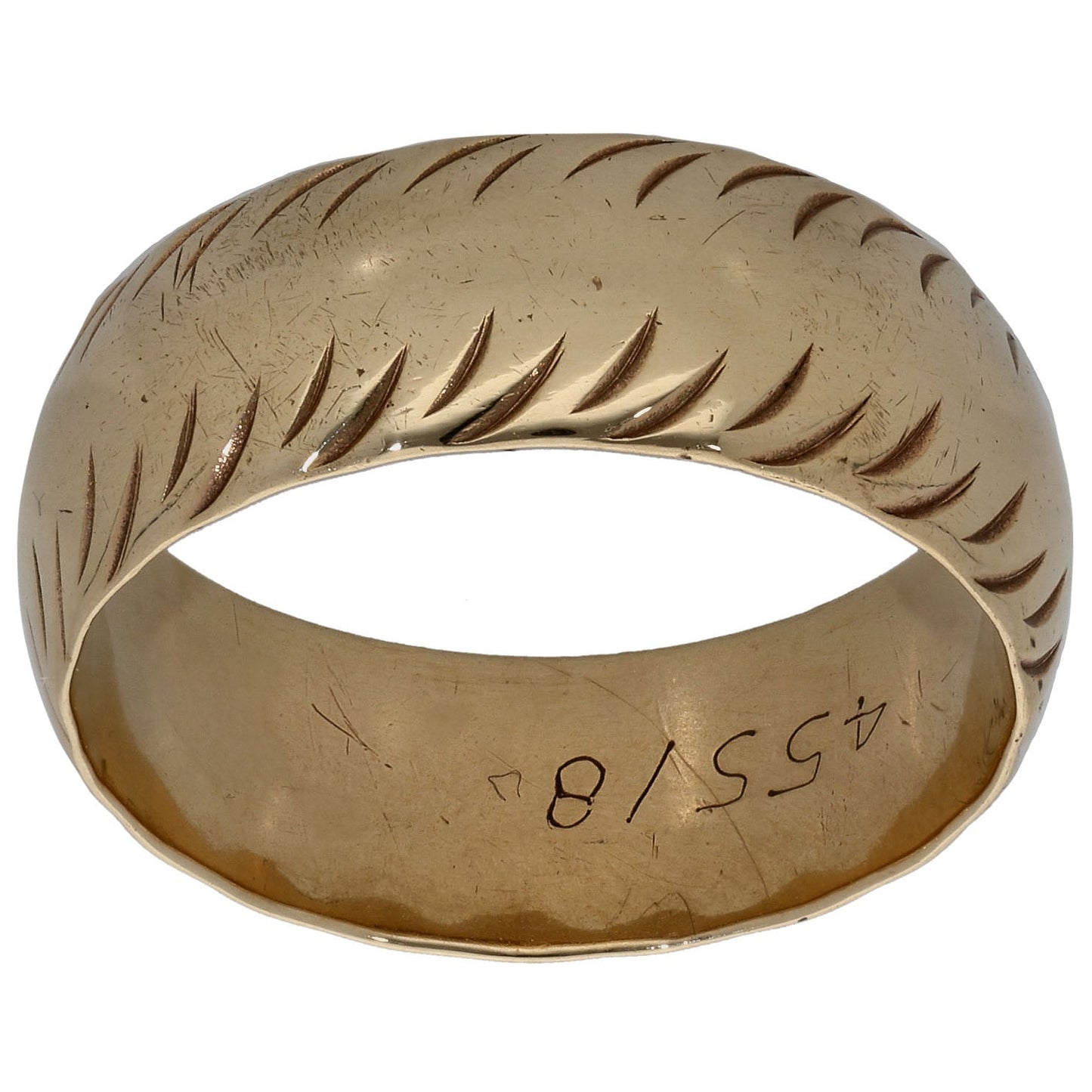 9ct Gold Patterned Wedding Ring Size P