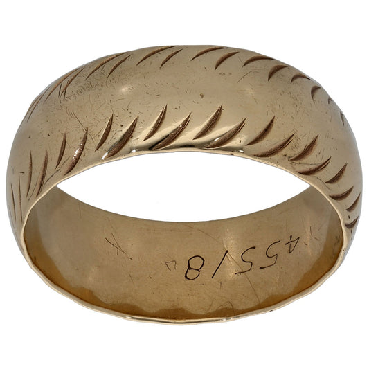 9ct Gold Patterned Wedding Ring Size P