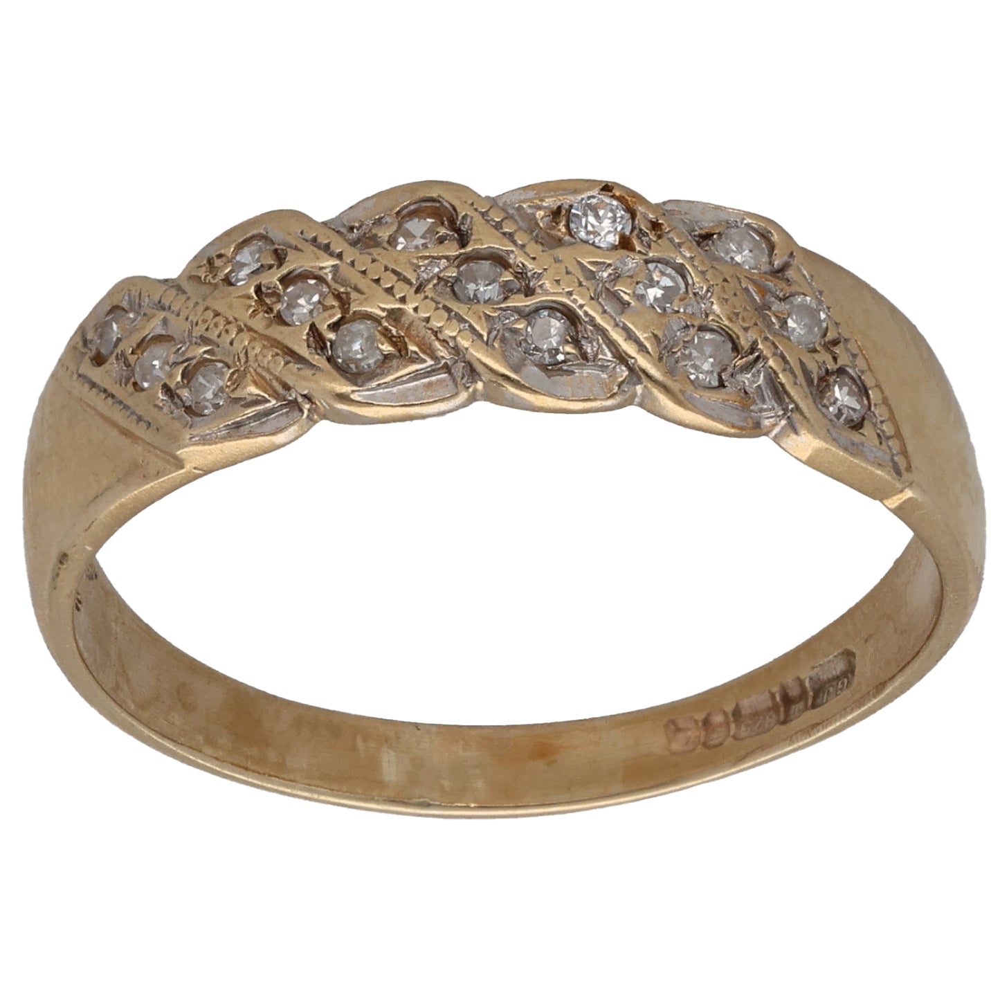 9ct Gold 0.075ct Diamond Alternative Ring Size M