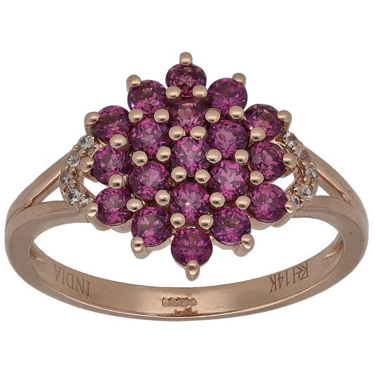14ct Gold Garnet & Imitation Gems Dress/Cocktail Ring Size N