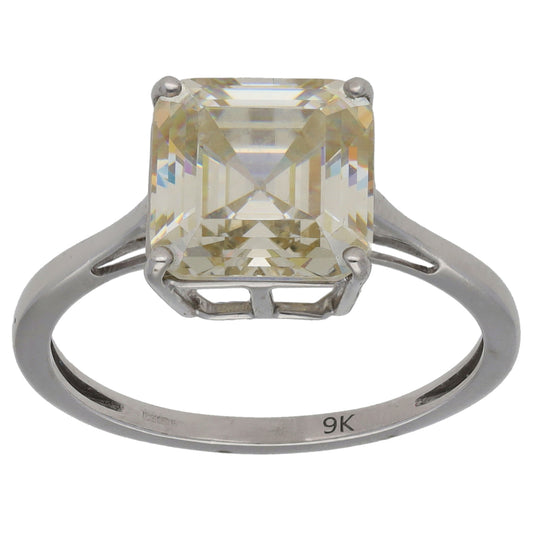 9ct White Gold Cubic Zirconia Single Stone Ring Size P