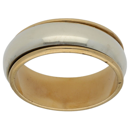 9ct Bicolour Gold Plain Wedding Ring Size Q