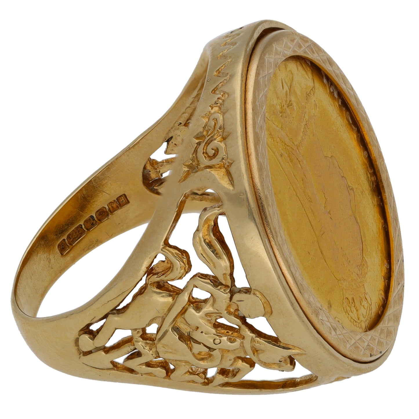 9ct Gold Coin Ring Size Q