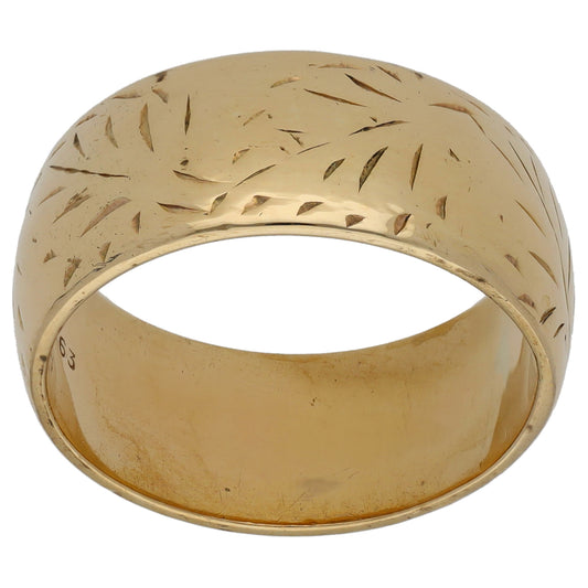 9ct Gold Patterned Wedding Ring Size N