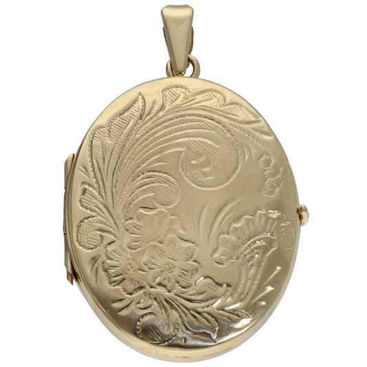 9ct Gold Patterned Locket Pendant