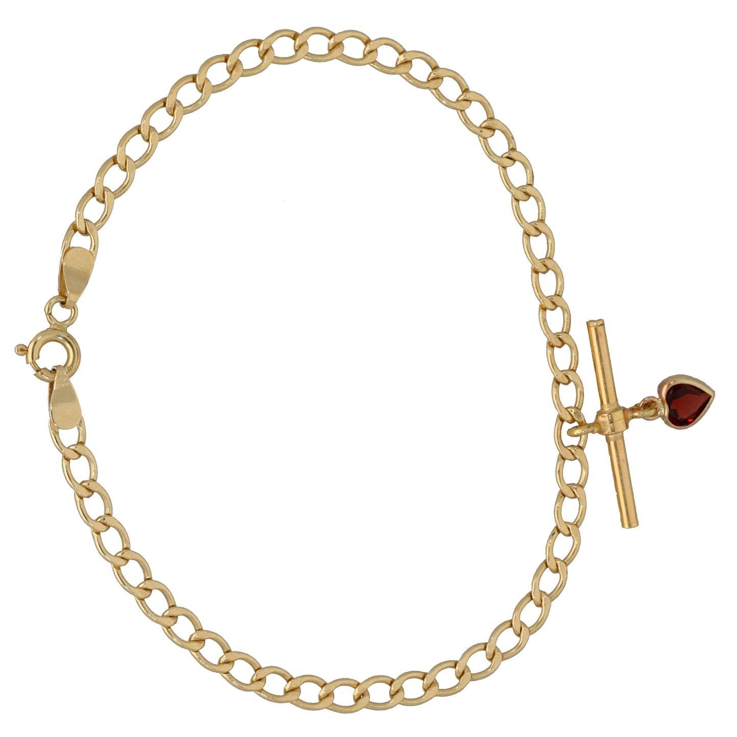 9ct Gold Garnet Curb Bracelet