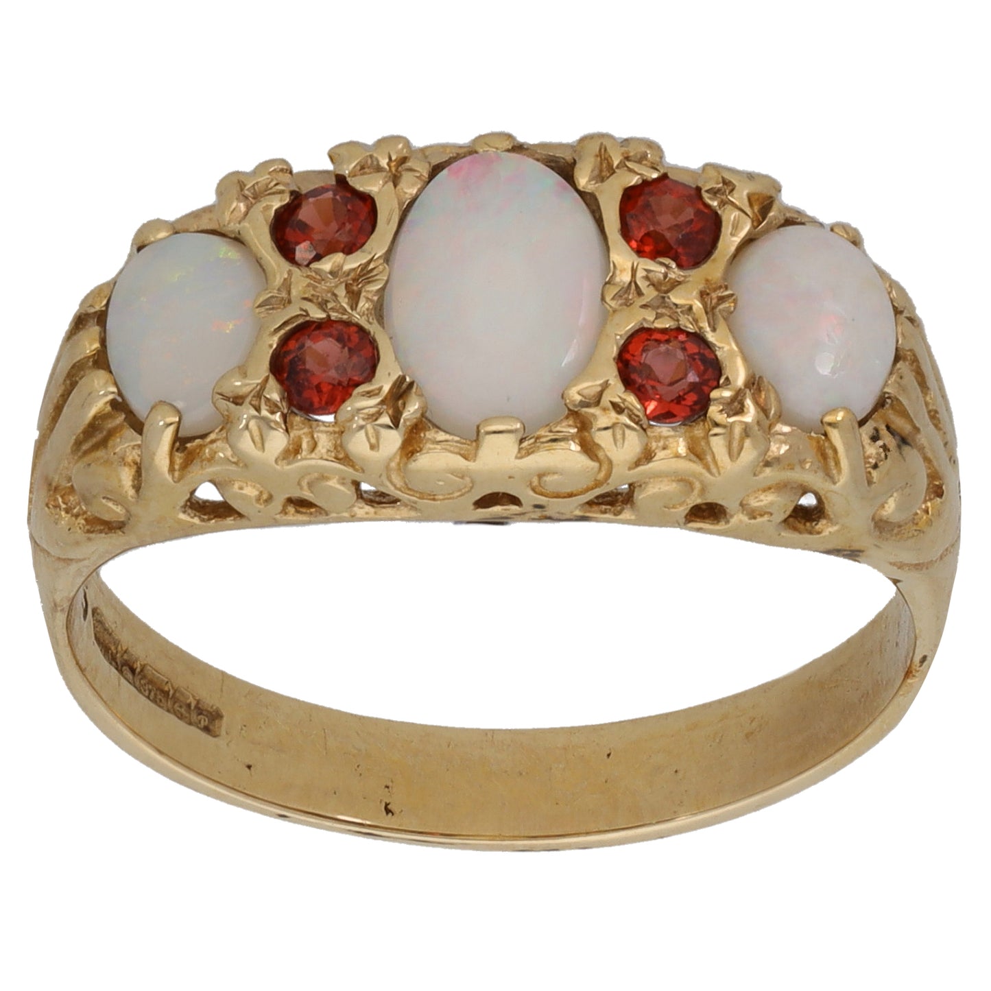 9ct Gold Garnet & Opal Dress/Cocktail Ring Size Q