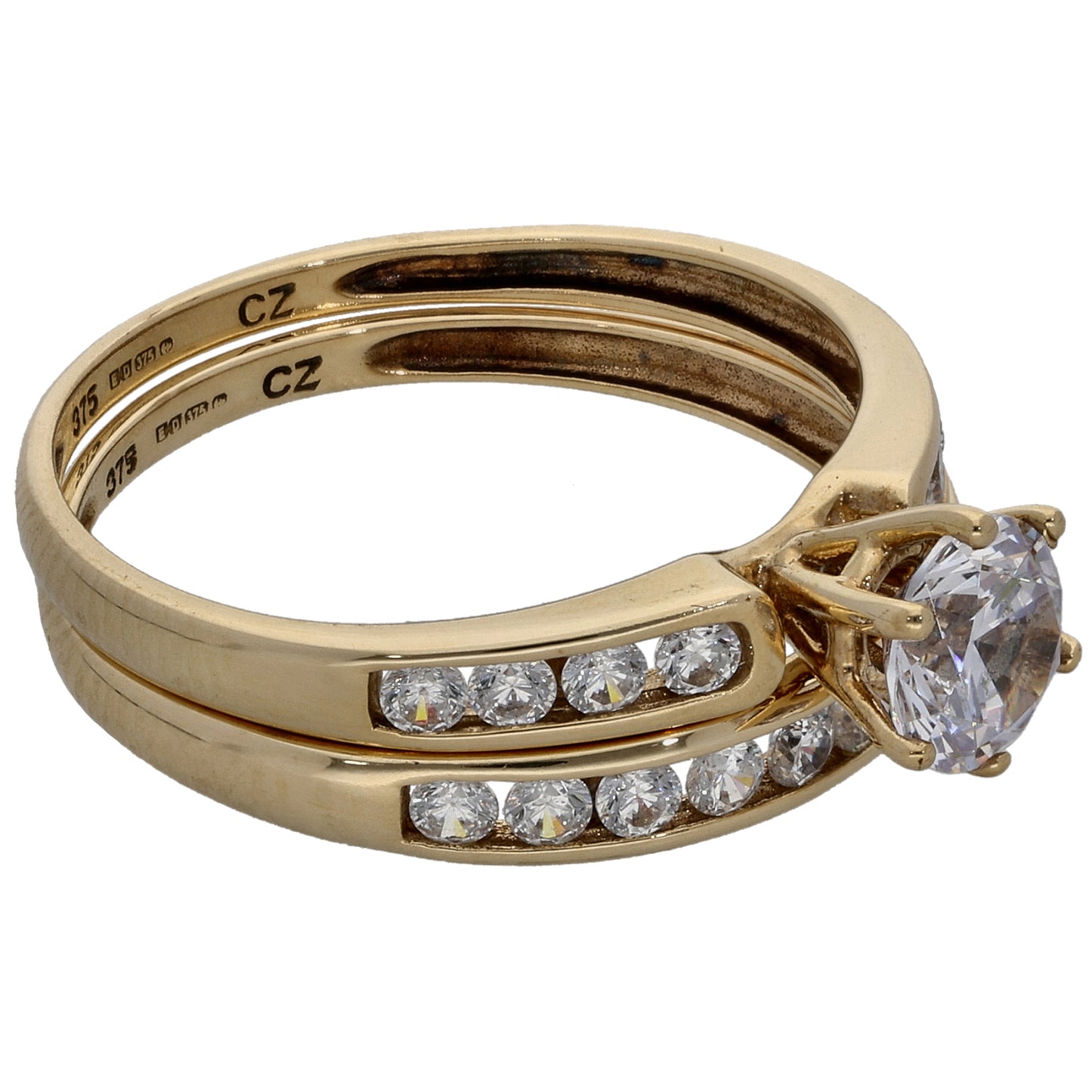 9ct Gold Cubic Zirconia Ring Set Size R